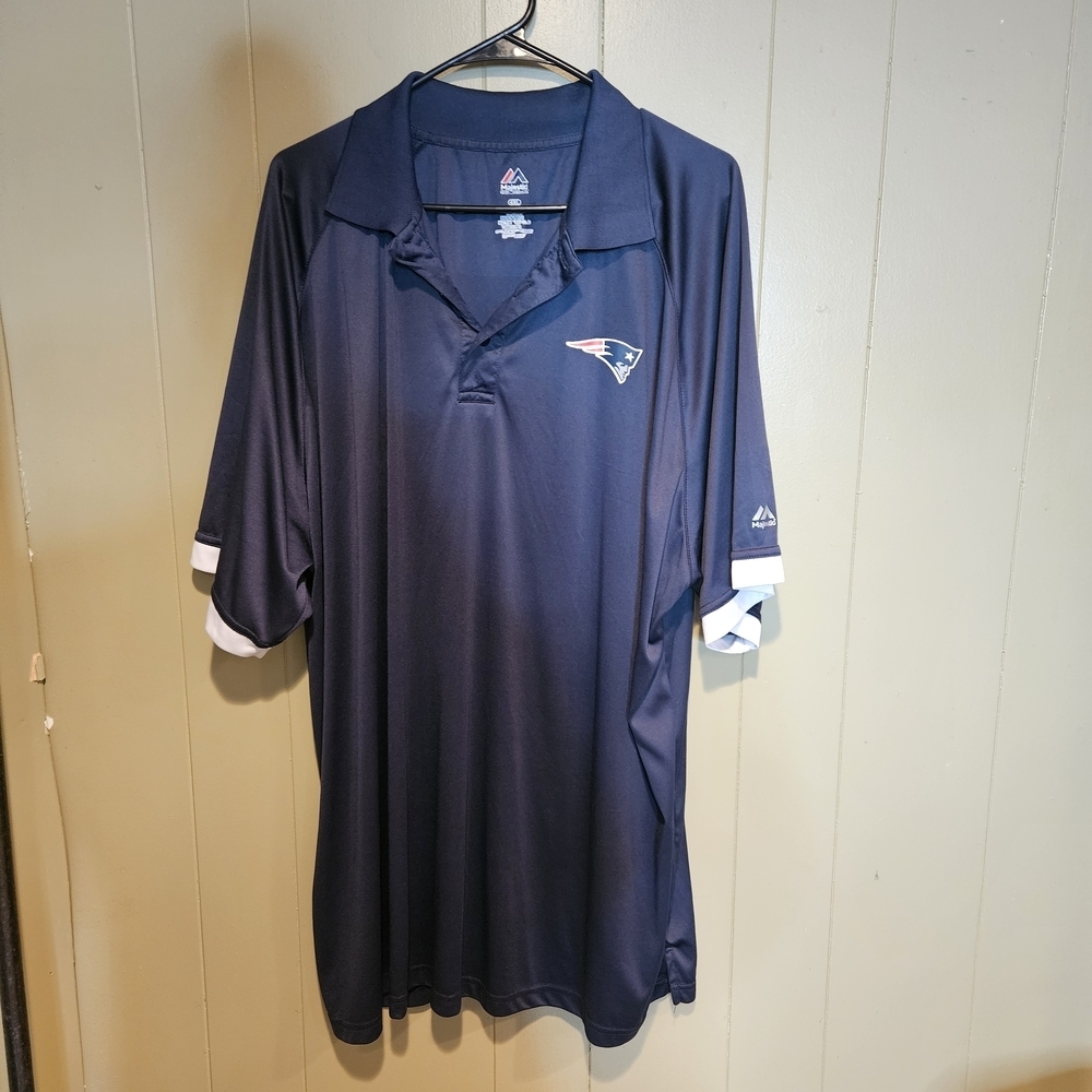 Majestic New England Patriots Men’s Navy Polo Shirt Size 4X | Big & Tall NFL Fan